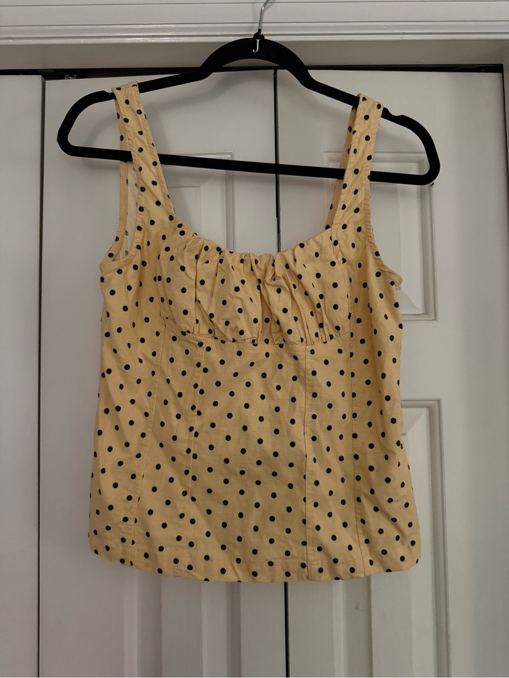 Polka Dot Yellow Sleeveless Ruffled Neck Camisole
